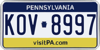 PA license plate KOV8997