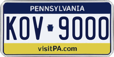 PA license plate KOV9000