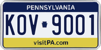 PA license plate KOV9001
