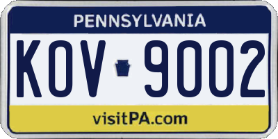 PA license plate KOV9002