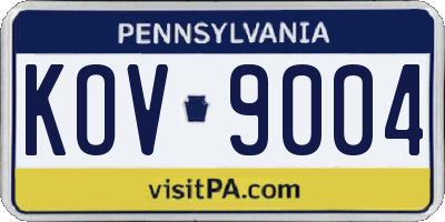 PA license plate KOV9004