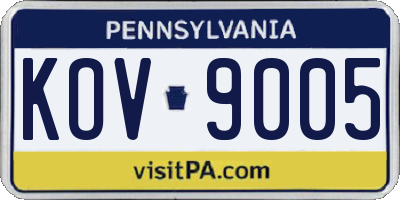 PA license plate KOV9005
