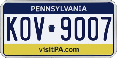PA license plate KOV9007