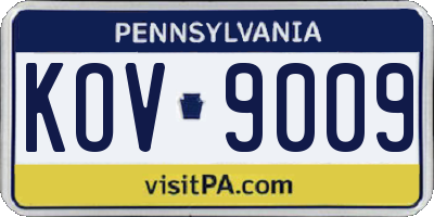 PA license plate KOV9009