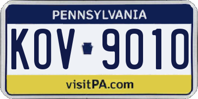 PA license plate KOV9010