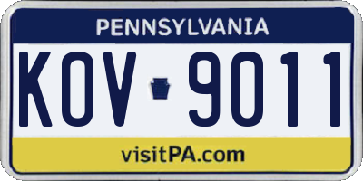 PA license plate KOV9011