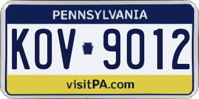 PA license plate KOV9012