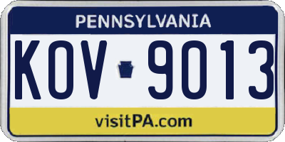 PA license plate KOV9013