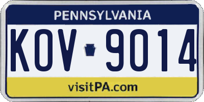 PA license plate KOV9014