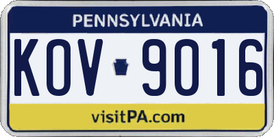 PA license plate KOV9016