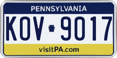 PA license plate KOV9017