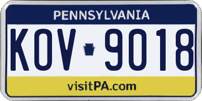 PA license plate KOV9018