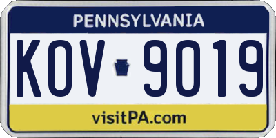 PA license plate KOV9019