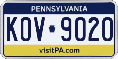 PA license plate KOV9020
