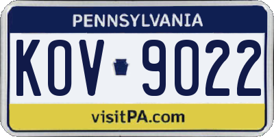 PA license plate KOV9022