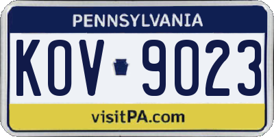 PA license plate KOV9023