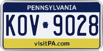 PA license plate KOV9028