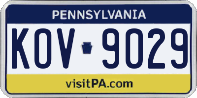 PA license plate KOV9029