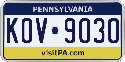 PA license plate KOV9030