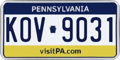 PA license plate KOV9031