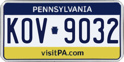PA license plate KOV9032
