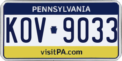 PA license plate KOV9033
