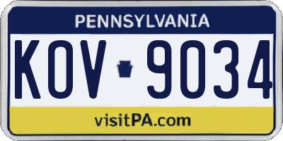 PA license plate KOV9034