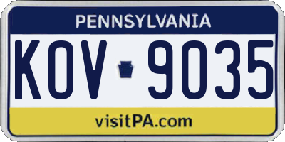 PA license plate KOV9035