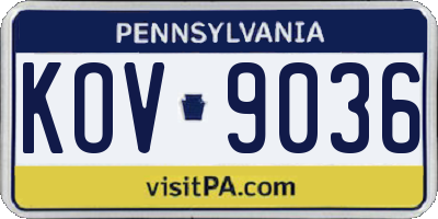 PA license plate KOV9036