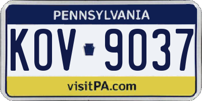 PA license plate KOV9037