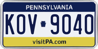 PA license plate KOV9040
