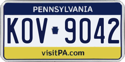 PA license plate KOV9042