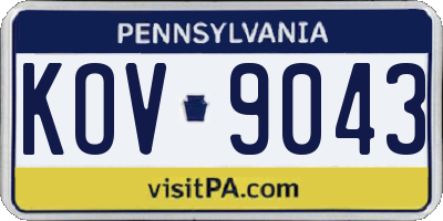 PA license plate KOV9043