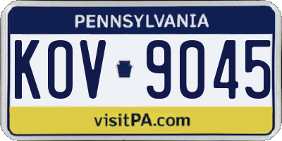 PA license plate KOV9045