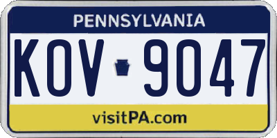 PA license plate KOV9047
