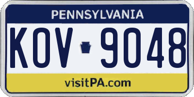 PA license plate KOV9048