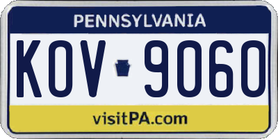 PA license plate KOV9060