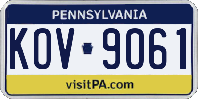 PA license plate KOV9061