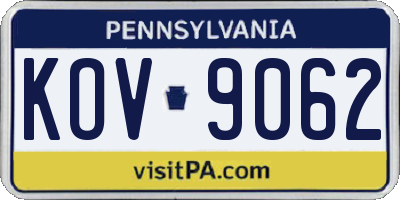 PA license plate KOV9062