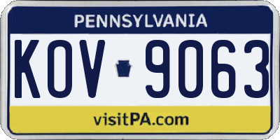 PA license plate KOV9063