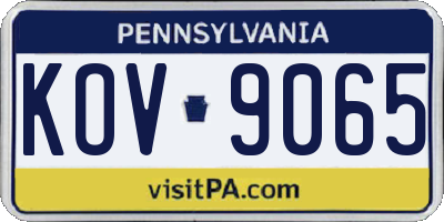 PA license plate KOV9065