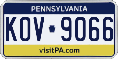 PA license plate KOV9066