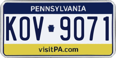PA license plate KOV9071