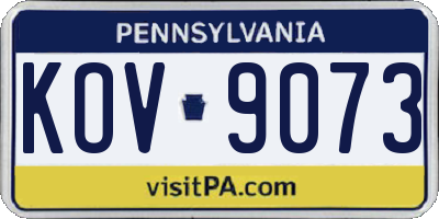 PA license plate KOV9073