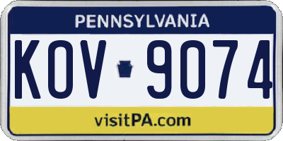 PA license plate KOV9074