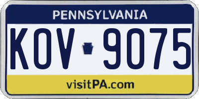 PA license plate KOV9075