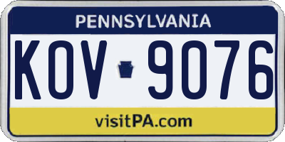 PA license plate KOV9076