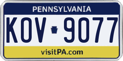 PA license plate KOV9077