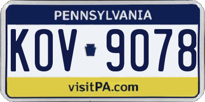 PA license plate KOV9078