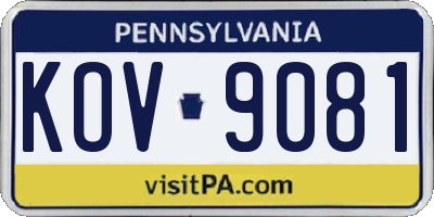 PA license plate KOV9081
